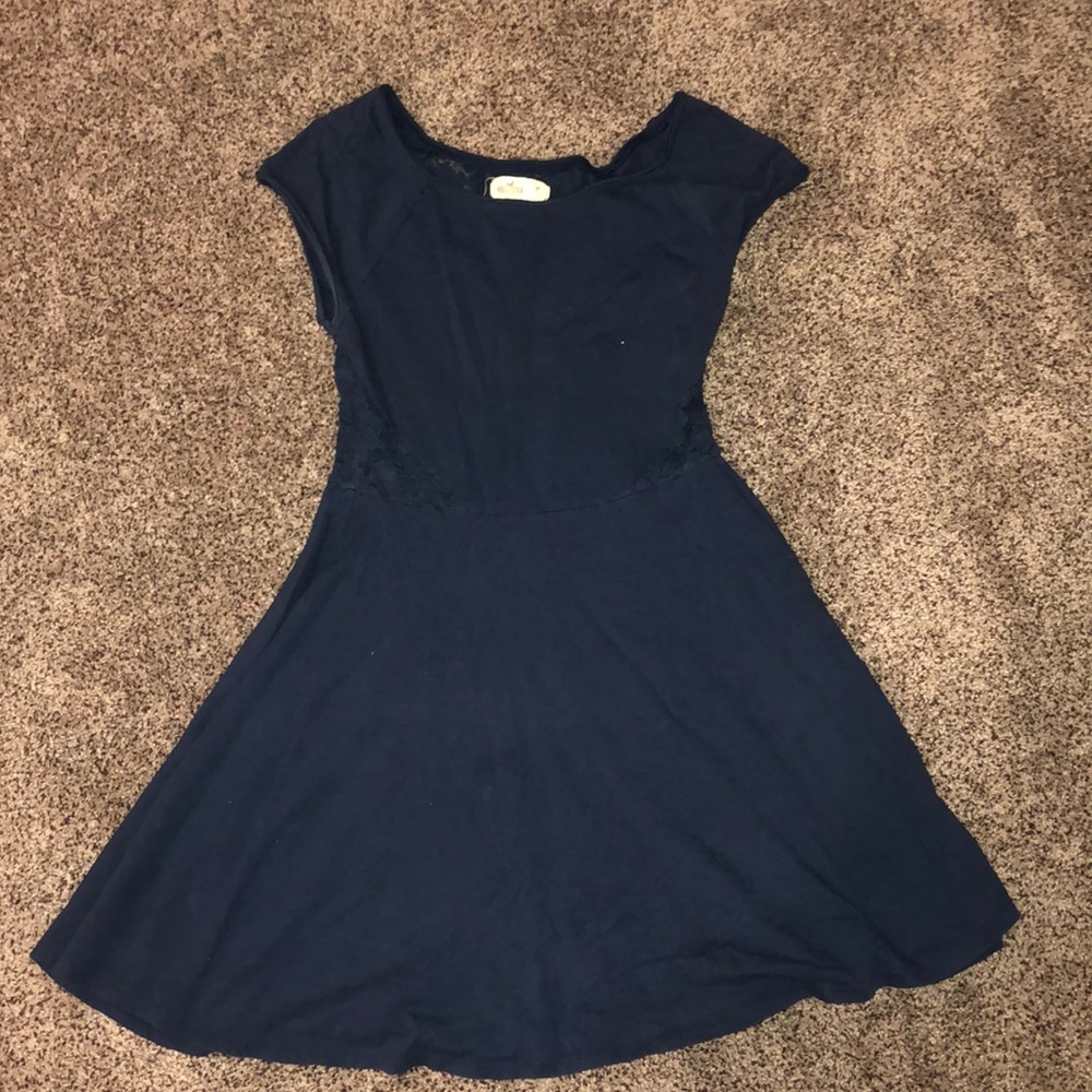 Hollister Navy blue lace dress.